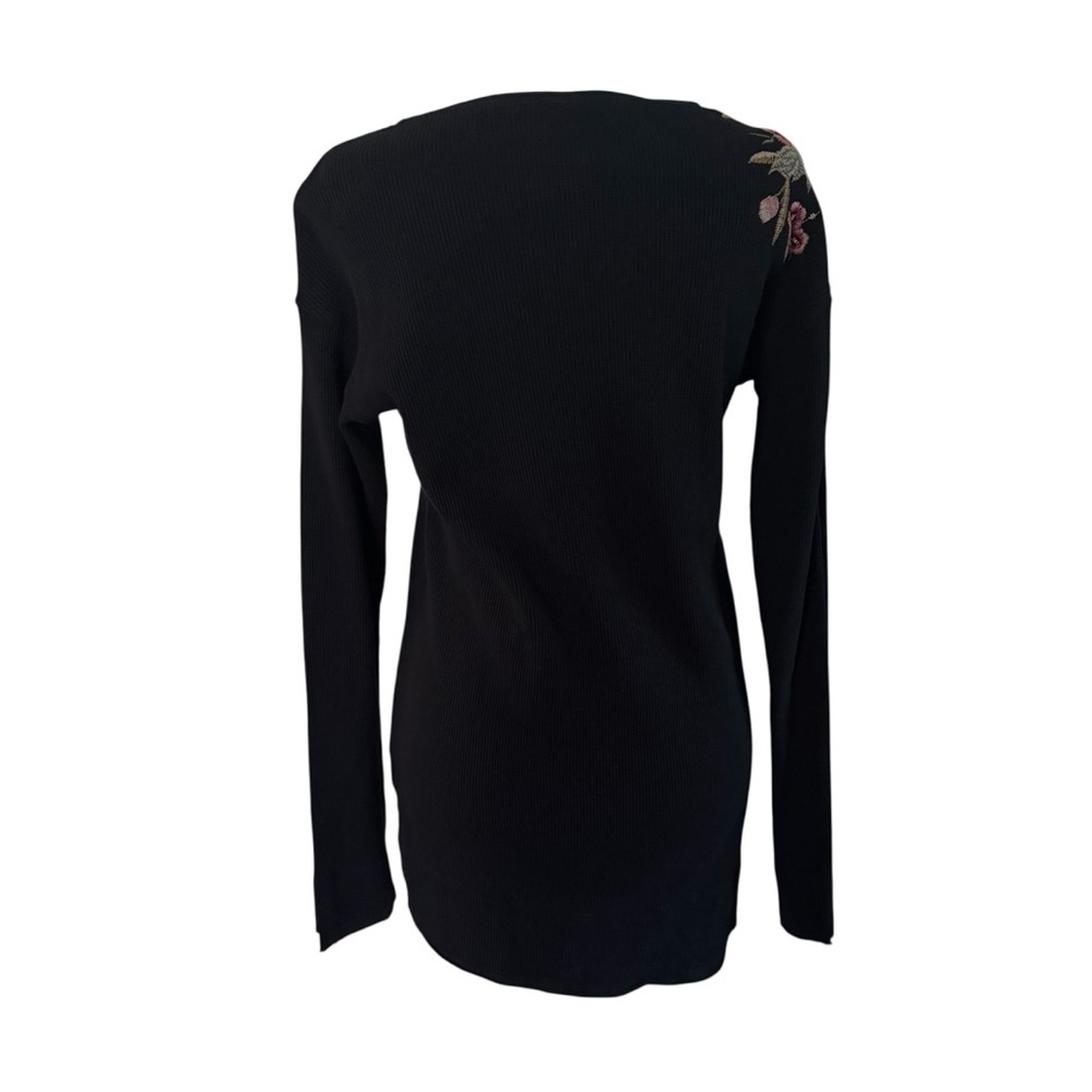 Johnny Was Peacock Embroidered Thermal Top Black – Small - Picture 6 of 13